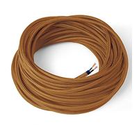 Amarcords - Câble électrique textile couleur CAMEL, rond, soie, 10 mètres, à 2 brins 2x0,75 - Fil vintage en tissu coloré, pour lampes, lustres, appliques et abat-jours.