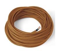 Amarcords - Câble électrique textile couleur CAMEL, rond, soie, 3 mètres, avec mise à la terre 3x0,75 - Fil vintage en tissu coloré, pour lampes, lustres, appliques et abat-jours.