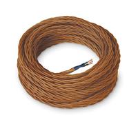Amarcords - Câble électrique textile couleur CAMEL, torsadé, soie, 20 mètres, avec mise à la terre 3x0,75 - Fil vintage en tissu coloré, pour lampes, lustres, appliques et abat-jours.