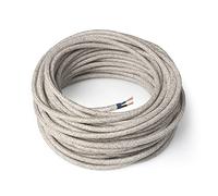 Amarcords - Câble électrique textile couleur CANVAS BEIGE, rond, lin, 3 mètres, à 2 brins 2x0,75 - Fil vintage en tissu coloré, pour lampes, lustres, appliques et abat-jours.