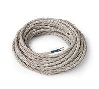 Amarcords - Câble électrique textile couleur CANVAS BEIGE, torsadé, lin, 3 mètres, à 2 brins 2x0,75 - Fil vintage en tissu coloré, pour lampes, lustres, appliques et abat-jours.