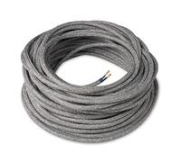 Amarcords - Câble électrique textile couleur CANVAS GRIS CLAIR, rond, lin, 20 mètres, à 2 brins 2x0,75 - Fil vintage en tissu coloré, pour lampes, lustres, appliques et abat-jours.