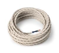 Amarcords - Câble électrique textile couleur ECRU, torsadé, chanvre, 30 mètres, avec mise à la terre 3x0,75 - Fil vintage en tissu coloré, pour lampes, lustres, appliques et abat-jours.
