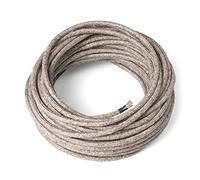 Amarcords - Câble électrique textile couleur FUMÉ, rond, chanvre, 50 mètres, avec mise à la terre 3x0,75 - Fil vintage en tissu coloré, pour lampes, lustres, appliques et abat-jours.