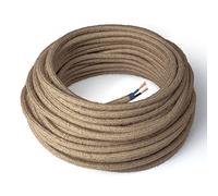Amarcords - Câble électrique textile couleur JUTE, rond, jute, 1 mètre, à 2 brins 2x0,75 - Fil vintage en tissu coloré, pour lampes, lustres, appliques et abat-jours.