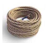 Amarcords - Câble électrique textile couleur JUTE, torsadé, jute, 10 mètres, à 2 brins 2x0,75 - Fil vintage en tissu coloré, pour lampes, lustres, appliques et abat-jours.