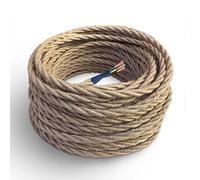 Amarcords - Câble électrique textile couleur JUTE, torsadé, jute, 10 mètres, avec mise à la terre 3x1,50 - Fil vintage de grande section en tissu coloré.
