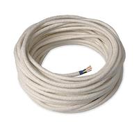 Amarcords - Câble électrique textile couleur LABRADOR, rond, lin, 10 mètres, avec mise à la terre 3x0,75 - Fil vintage en tissu coloré, pour lampes, lustres, appliques et abat-jours.