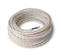 Amarcords - Câble électrique textile couleur LABRADOR, torsadé, lin, 20 mètres, avec mise à la terre 3x0,75 - Fil vintage en tissu coloré, pour lampes, lustres, appliques et abat-jours.