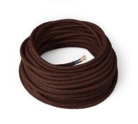 Amarcords - Câble électrique textile couleur MARRON, rond, jute, 3 mètres, avec mise à la terre 3x0,75 - Fil vintage en tissu coloré, pour lampes, lustres, appliques et abat-jours.