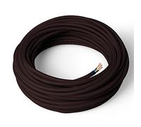 Amarcords - Câble électrique textile couleur MARRON, rond, soie, 50 mètres, avec mise à la terre 3x0,75 - Fil vintage en tissu coloré, pour lampes, lustres, appliques et abat-jours.
