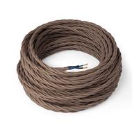 Amarcords - Câble électrique textile couleur MARRON, torsadé, coton, 10 mètres, à 2 brins 2x0,75 - Fil vintage en tissu coloré, pour lampes, lustres, appliques et abat-jours.