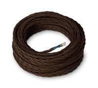 Amarcords - Câble électrique textile couleur MARRON, torsadé, soie, 20 mètres, avec mise à la terre 3x0,75 - Fil vintage en tissu coloré, pour lampes, lustres, appliques et abat-jours.