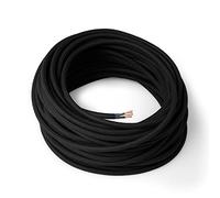 Amarcords - Câble électrique textile couleur NOIR, rond, coton, 50 mètres, avec mise à la terre 3x0,75 - Fil vintage en tissu coloré, pour lampes, lustres, appliques et abat-jours.