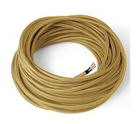 Amarcords - Câble électrique textile couleur OR, rond, soie, 30 mètres, avec mise à la terre 3x0,75 - Fil vintage en tissu coloré, pour lampes, lustres, appliques et abat-jours.