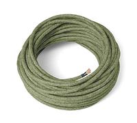 Amarcords - Câble électrique textile couleur ORIGAN, rond, chanvre, 1 mètre, avec mise à la terre 3x0,75 - Fil vintage en tissu coloré, pour lampes, lustres, appliques et abat-jours.