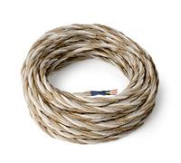 Amarcords - Câble électrique textile couleur PAILLE, torsadé, jute, 5 mètres, avec mise à la terre 3x0,75 - Fil vintage en tissu coloré, pour lampes, lustres, appliques et abat-jours.