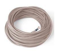Amarcords - Câble électrique textile couleur ROSE POUDRÉ, rond, soie, 3 mètres, à 2 brins 2x0,75 - Fil vintage en tissu coloré, pour lampes, lustres, appliques et abat-jours.