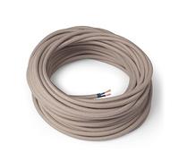 Amarcords - Câble électrique textile couleur TAUPE, rond, coton, 5 mètres, à 2 brins 2x0,75 - Fil vintage en tissu coloré, pour lampes, lustres, appliques et abat-jours.