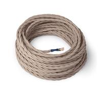 Amarcords - Câble électrique textile couleur TAUPE, torsadé, coton, 1 mètre, avec mise à la terre 3x0,75 - Fil vintage en tissu coloré, pour lampes, lustres, appliques et abat-jours.