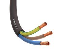 Amarcords - Câble électrique tripolaire section 3x2,5mm, couleur: NOIR. Câble d'alimentation rond type H05VV-F, 10 mètres