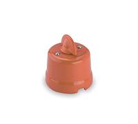 Amarcords - Interrupteur rotatif en porcelaine. Déviateur vintage en céramique avec manivelle pour la commutation du courant, de couleur CORAIL