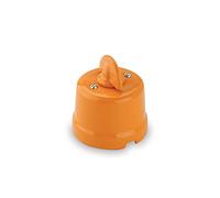 Amarcords - Interrupteur rotatif en porcelaine. Déviateur vintage en céramique avec manivelle pour la commutation du courant, de couleur ORANGE