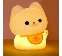 Amaredom Veilleuse Chat Adorable, Veilleuse pour Enfants en Silicone à Lumière Variable, avec Minuterie et Commande Tactile pour Enfant Adulte Chambre Décoration Cadeau