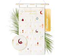 AMARI ® Calendrier mural Ramadan en tissu avec barre de fixation - Calendrier Ramadan à remplir - Kit de bricolage Ramadan