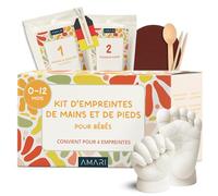 Amari ® Kit d’Empreintes Bébé en Plâtre - Empreintes de la Main et du Pied - Coffret Premium - Souvenir Éternel - Inclus : Plâtre, Matériau de Moulage & Guides - Cadeau de Naissance
