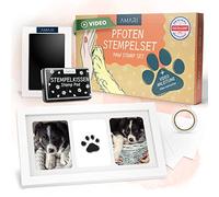 AMARI ® Kit d'impression de pattes d'animaux avec 2 tampons encreurs et 4 cartes d'impression - tampon encreur - empreinte chien - empreinte chat - kit empreinte chat