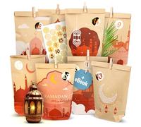 AMARI ® Sacs de Ramadan (30 sachets, autocollants & agrafes inclus) - Ramadan calendrier - Sac ramadan moubarak - Sachet ramadan - Calendrier ramadan à remplir
