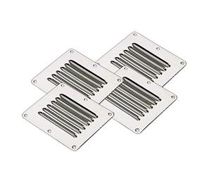 Amarine Made 07722S Lot de 4 grilles d'aération en acier inoxydable estampées rectangulaires 10,2 x 12,7 cm