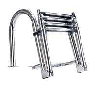 Amarine Made Échelle télescopique Pliable en Acier Inoxydable à 4 marches Larges avec Balustrade à pédale, Sangle de retenue, capacité de 181,4 kg