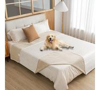 Amarrirose Couverture imperméable pour chien - 100 x 120 cm - Lavable - Pour grands chiens - Moelleuse et douce - Protection de canapé des deux côtés - Beige + blanc ivoire