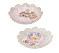 Amasawa 2 Pièces Plat à Bijoux en Céramique, Plateau Bijoux en Forme,Plateau à Bijoux en Forme de Fleur de Lotus Support, pour la Décoration Intérieure de Mariage Cadeau Bijoux de Stockage (A)