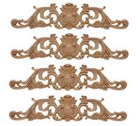 Amasawa 4 Pièces Bois Sculpté d'angle Grand Format Applique Style Européen Porte Meubles Cabinet Mural De Décoration Art Brut Naturel Cadre Applique 30 * 7 CM