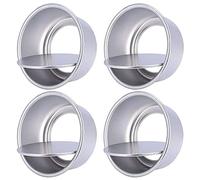 Amasawa 4 Pièces Moule à Gâteau Rond, Moule à Gâteau en Aluminium, Moule à Gâteau en Alliage D'aluminium, Moule à Gâteau Profond, Ustensiles De Cuisson À Gâteau Rond, pour Mariage, Anniversaire, Noël