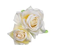 AMateschitz Barrette à cheveux en forme de rose - Multicolore - Grande fleur - Élégante broche florale - Bijou de cheveux pour femme et fille - Pour fête, carnaval, mascarade - Beige