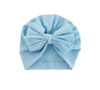 AMateschitz Bonnet turban pour bébé - En coton - Avec nœud - Pour nouveau-né - Pour l'hôpital - Couleur unie - Pour fille et garçon, bleu, taille unique