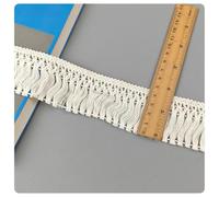 AMateschitz Bordure à franges en coton - Style bohème - 5 m - Vintage - Large bordure à pompons - Crochet - Franges - Bordure décorative pour couture DIY - Blanc - 5 cm