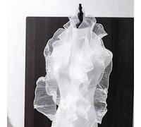 AMateschitz Bordure en dentelle à volants - 12 cm de large - En organza plissé - Dégradé de couleur - Plissé - En mousseline de soie - Multicolore - Pour robe de mariée DIY - Blanc #1 20 yard