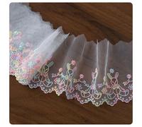 AMateschitz Bordure en dentelle brodée vintage - Ruban en dentelle florale - Ruban décoratif pour couture - Bordure en dentelle - Pour bricolage, artisanat, arc-en-ciel - 7 cm x 1 m