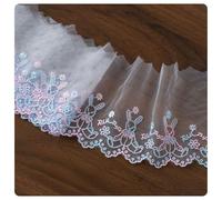 AMateschitz Bordure en dentelle brodée vintage - Ruban en dentelle florale - Ruban décoratif pour couture - Bordure en dentelle - Pour bricolage et artisanat - Rose - 7 cm x 1 m