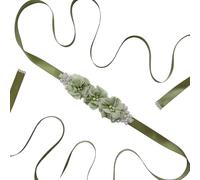 AMateschitz Ceinture à fleurs pour femme - Ceinture de mariage - Perles et strass - Ceinture de mariée - Ceinture de mariée - Ceinture en satin - Ceinture pour bijoux - Pour fête, robe de soirée