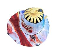 AMateschitz Chapeau à éventail en bambou - Protection solaire - Pliable - Avec large bord - Polyvalent - Anti-UV - Pour voyage, pêche, plein air, Rouge Chinois Dream, taille unique