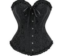 AMateschitz Corset pour femme - Ventre plat - Gothique - Lacets - Vintage - Imprimé floral - Avant fermeture - Sous-poil - Blanc, Noir, S