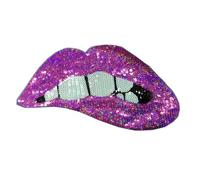 AMateschitz Écusson brodé à paillettes - Motif grandes lèvres - Brodé - Taches de bouche avec paillettes - Thermocollant - Patch brodé sur les lèvres - Punk - Pour vêtements, jeans, t-shirt - DIY -