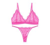 AMateschitz Ensemble soutien-gorge et string en dentelle pour femme - Lingerie sexy en dentelle - Ensemble string pour femmes - Soutien-gorge sans armatures - Sous-vêtements triangle - Lingerie sexy