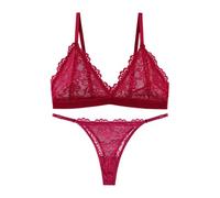 AMateschitz Ensemble soutien-gorge et string en dentelle pour femme - Lingerie sexy - Sans armatures - Soutien-gorge - Sous-vêtements triangle - Lingerie sexy avec string - Nuisette - Lingerie